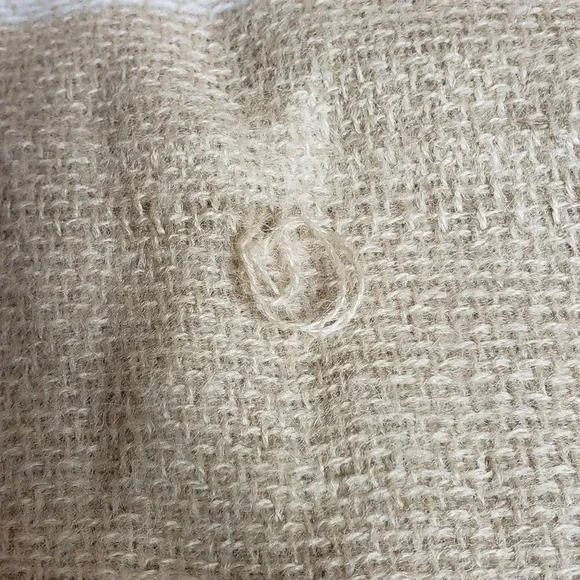 Beige White and Pink Plaid Blanket Scarf - Picture 5 of 5